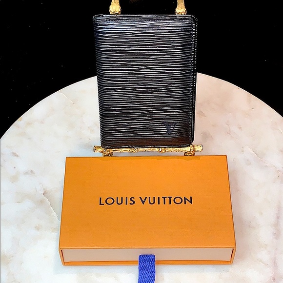 LOUIS VUITTON POCHETTE BLACK EPI LEATHER VINTAGE CARDHOLDER WALLET FRANCE - Picture 1 of 13